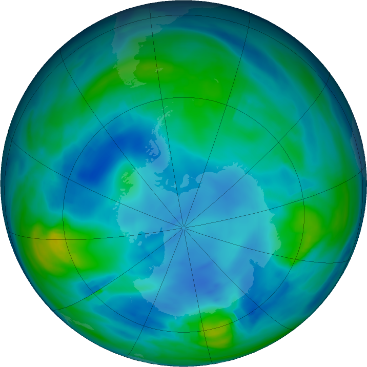 Antarctic ozone map for 26 May 2022